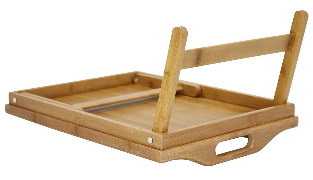 KKTONER Bamboo Bed Table Tray Breakfast Tray with Folding Legs Bed Tray for Eating and Laptop Serving Trays for Bedroom Snack Tray Bed Table Drawing Table (40)