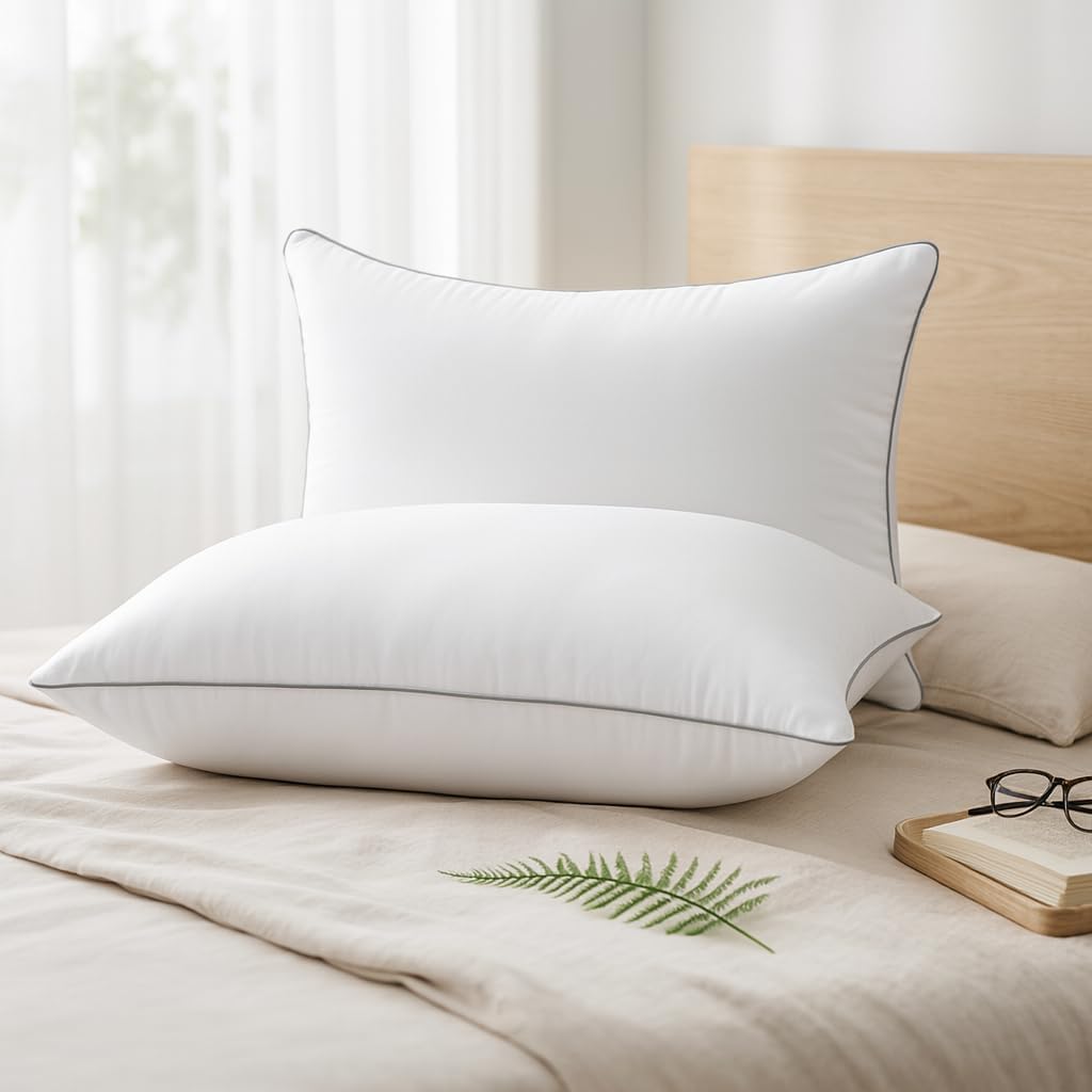 HUXMEYSON Pillows Standard Size Set of 4, Bed Pillows Set of 4, Down Alternative Luxury Hotel Pillows for Sleeping and for Side and Back Sleepers