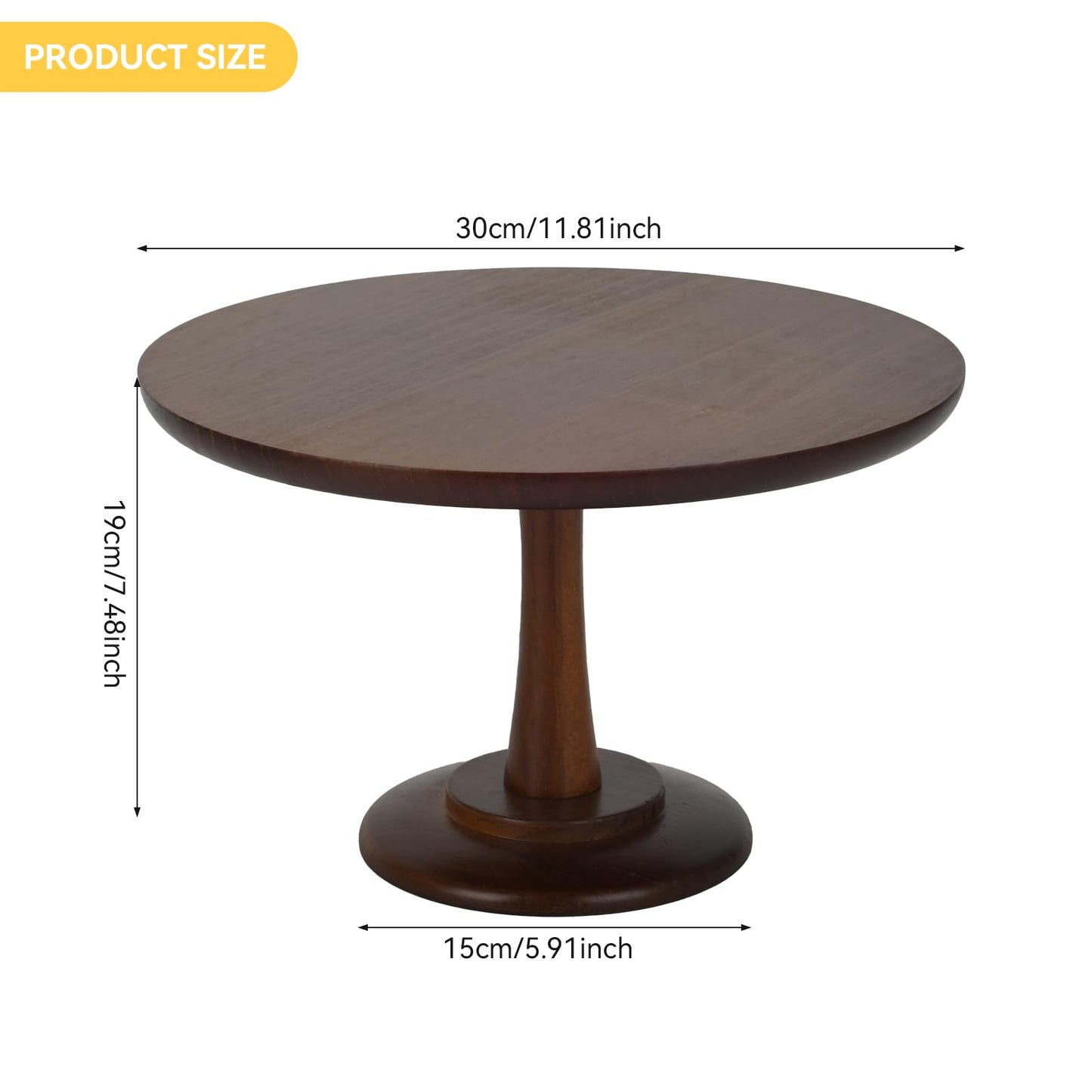 Rustic Cake Stand, 12 Inch Wood Cake Stand Set Wooden Round Cupcake Stand for Wedding Birthday Party Decor Dessert Cookie Serving Tray Pie Plate Holder Farmhouse Style