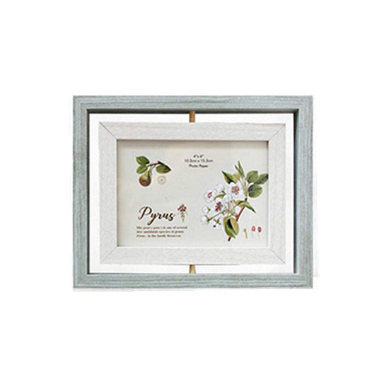 Leoyoubei Vintage Feel Rotating Photo Frame,Horizontal Display 4x6 inch-Double-Sided Display Photo Frame With Glass Front for Wedding Family Love Baby Birth Memorial Frame (Light blue-A)