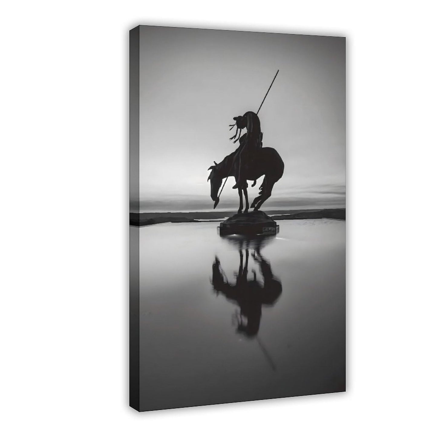 BMtyDG End Of The Trail Silhouette Black And White Canvas Poster Wall Art Prints Room Aesthetic Murals Bedroom And Living Decorations Frame 12x18inch