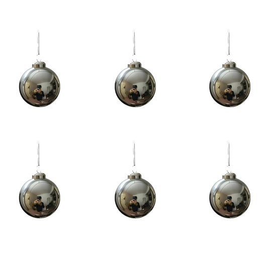 SUCREVING 6 Pack 2.4 Inch(6cm) 304 Stainless Steel Gazing Ball,Hanging Ornaments for Christmas, Wedding, Home & Holiday Decor(Silver)