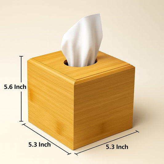 Premium Bamboo Tissue Box Cover – Modern Minimalist Wooden Tissue Box Holder with Sliding-Bottom for Easy Refill – Durable Eco-Friendly Home Decor Accessory for Bathroom, Bedroom, Office