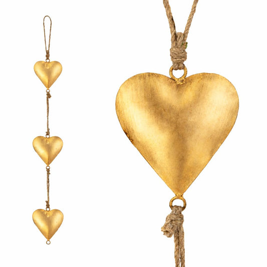 Metal Heart Wall Art Décor – Vintage 3D Hanging Love Sign, Rustic Farmhouse Wall Decoration, Antique Gold Finish, 27 Inch Romantic Home Accent