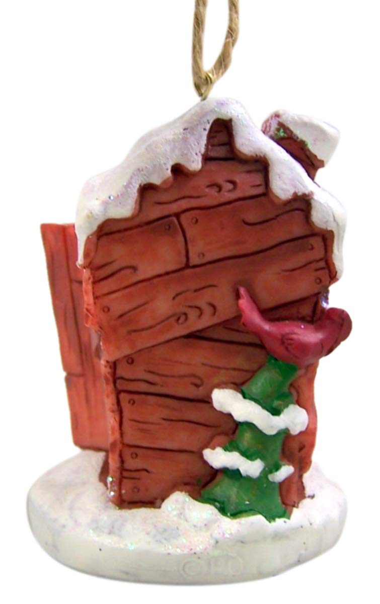 Cape Shore Santa in Outhouse Making His List Resin Christmas Ornament