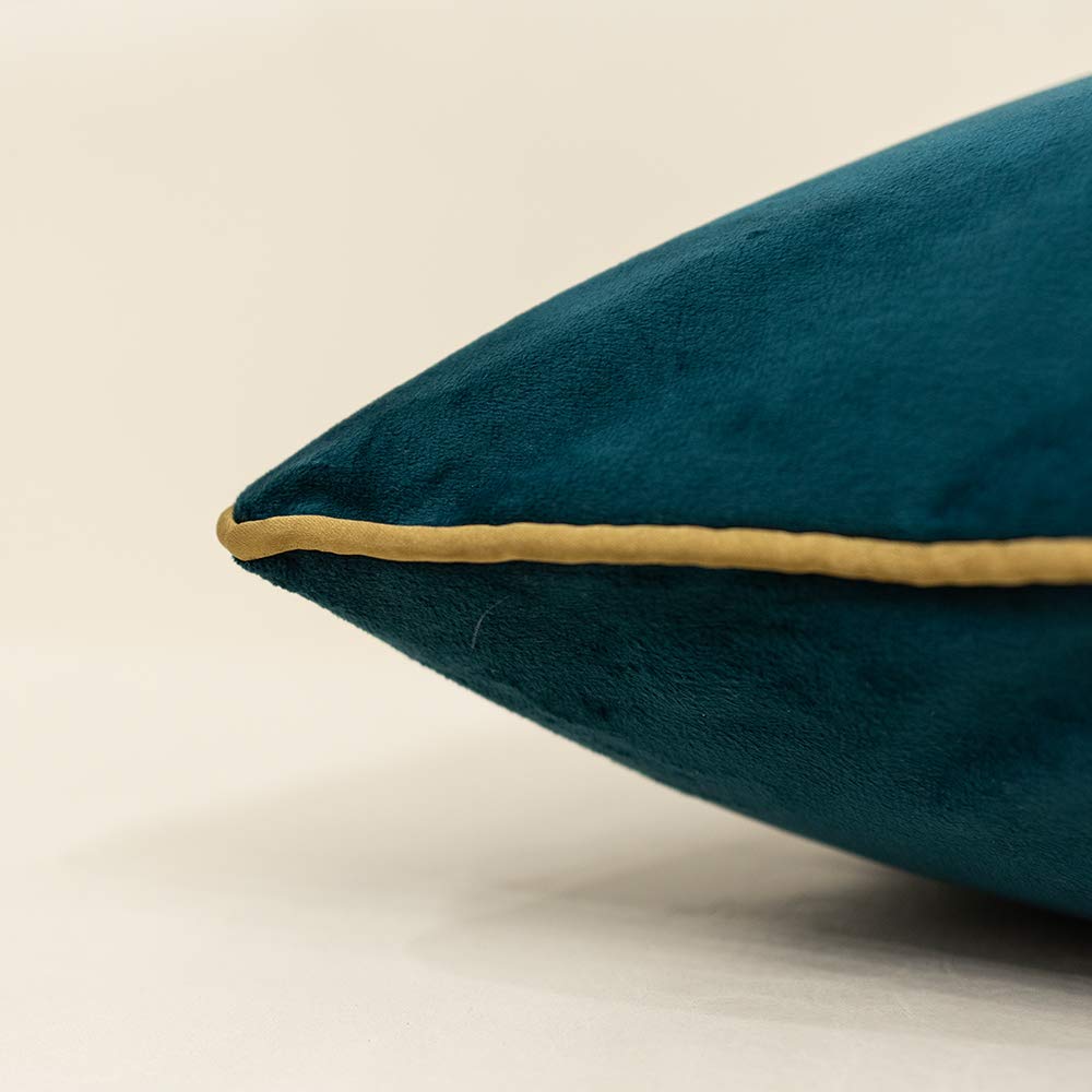 Avigers 20 x 20 Inches Teal White Gold Leather Striped Patchwork Velvet Cushion Case Luxury Modern Throw Pillow Cover Decorative Pillow for Couch Living Room Bedroom Car