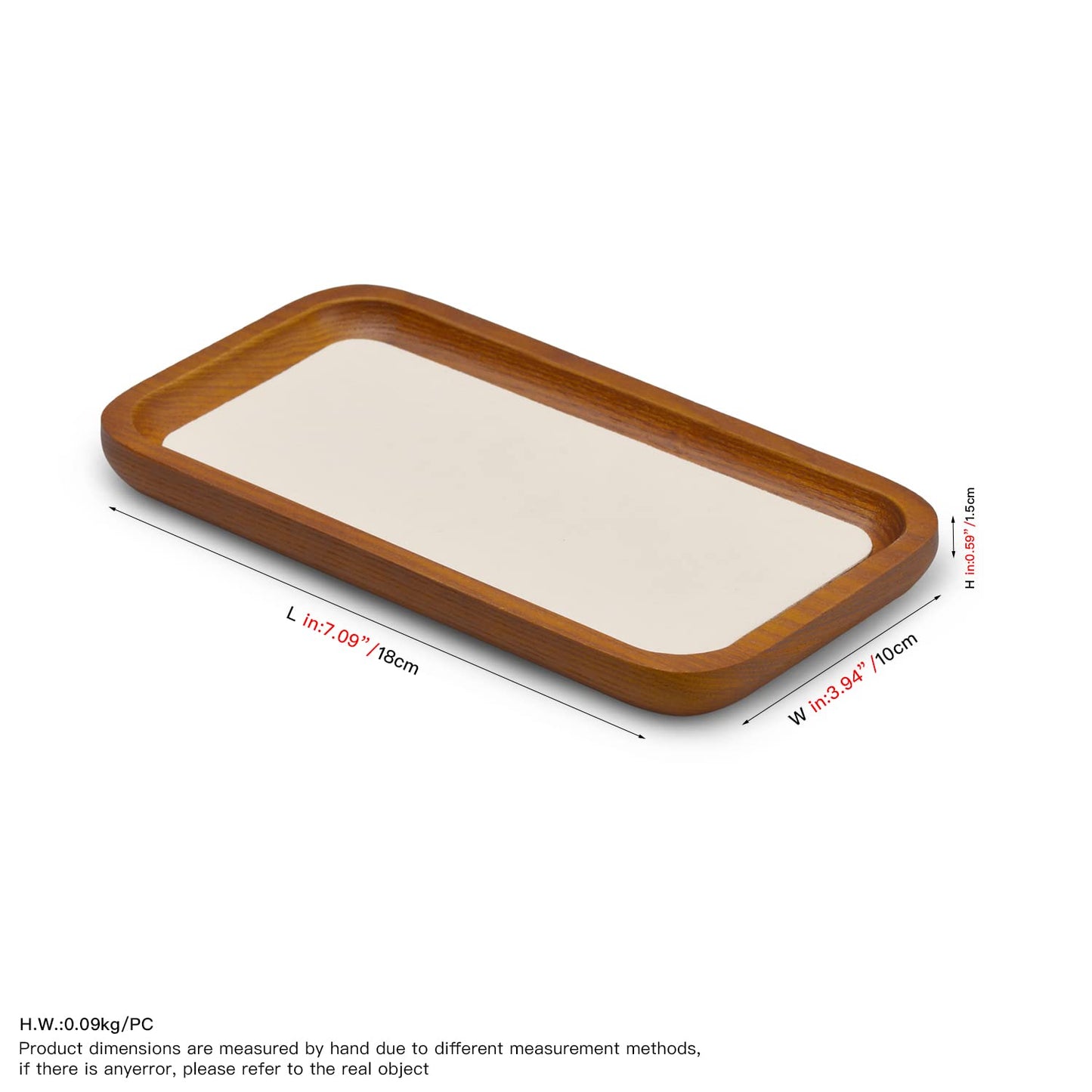 Oirlv Solid Wood Jewelry Display Tray Small Jewelry Tray Rings Earrings Bracelets Necklace Holder Organizer (Rectangle, Creamy-white)