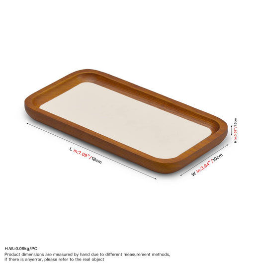 Oirlv Solid Wood Jewelry Display Tray Small Jewelry Tray Rings Earrings Bracelets Necklace Holder Organizer (Rectangle, Creamy-white)