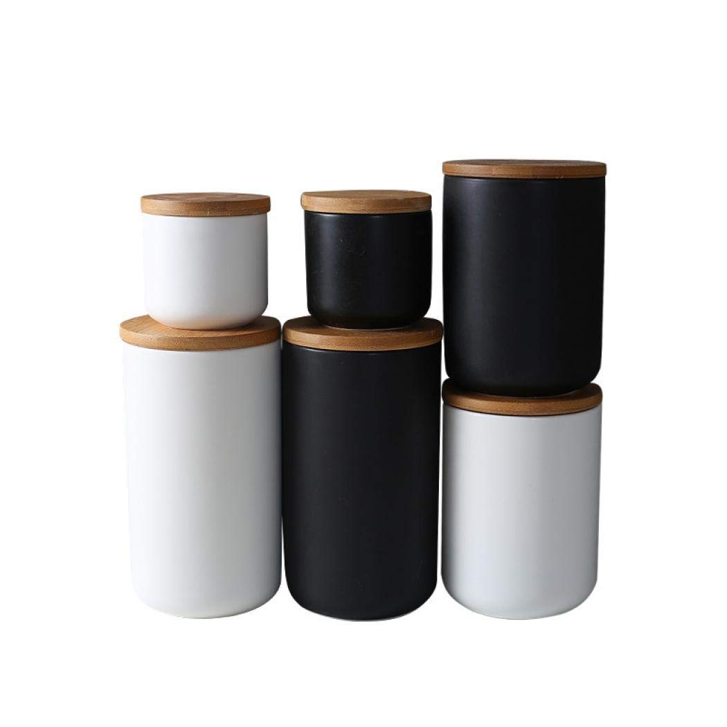 MilkyWay Food Storage Jar Strong Ceramic Storage Canisters with Airtight Seal Bamboo Lid Modern Design Seal Damp-Proof Kitchen Jar for Coffee, Tea, Spice and More (White(L: 34oz/1000ml))