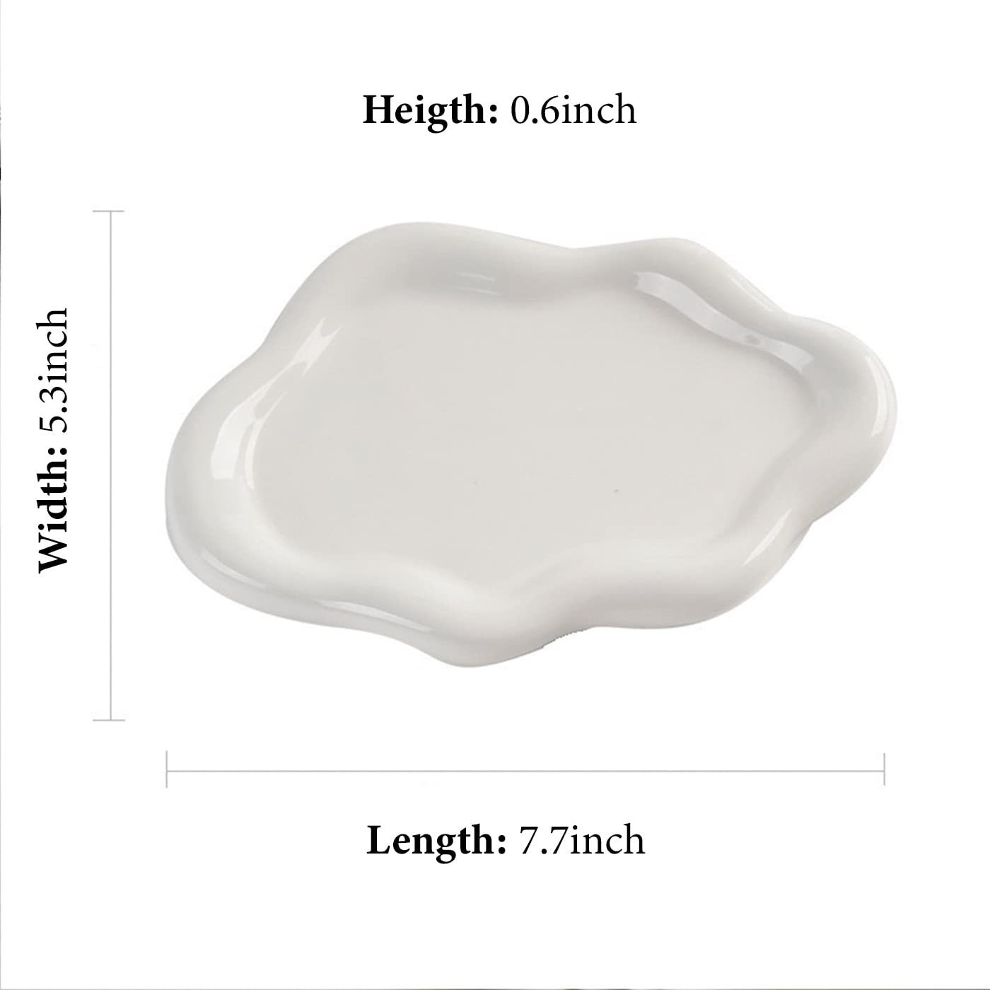 MDFAYE Jewelry Dish Trinket Tray for Women, Ring Dish Holder, Unique Cloud Shape Ceramic Plate Cute Things Vanity Aesthetic Room Decor Mother's Day Birthday (White)