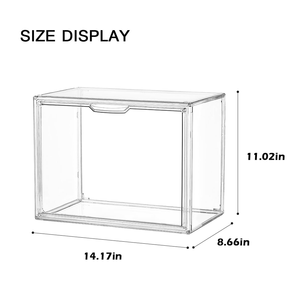 Clear Acrylic Bookcase, Book Organizer Box, Portable Book Containers with Magnetic Door, Stackable Display Case for Purses Handbags Dolls Toys Shoes(Clear, 14.17" ×10.63"×8.66")
