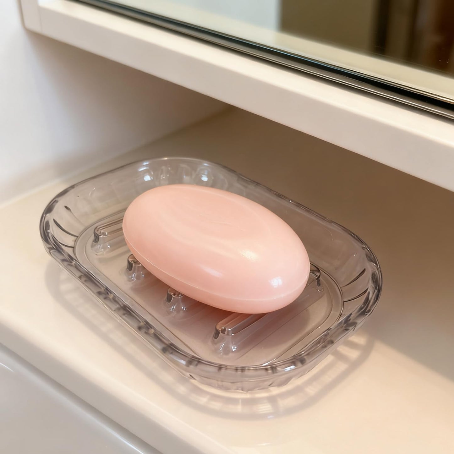 AMUONTY 2 Pack Soap Dish Holder for Bar Soap, Bathroom Soap Dishes Bar Soap Holder Tray, Soap Dishes for Shower Bathroom, Kitchen Sink Soap Dish, Clear