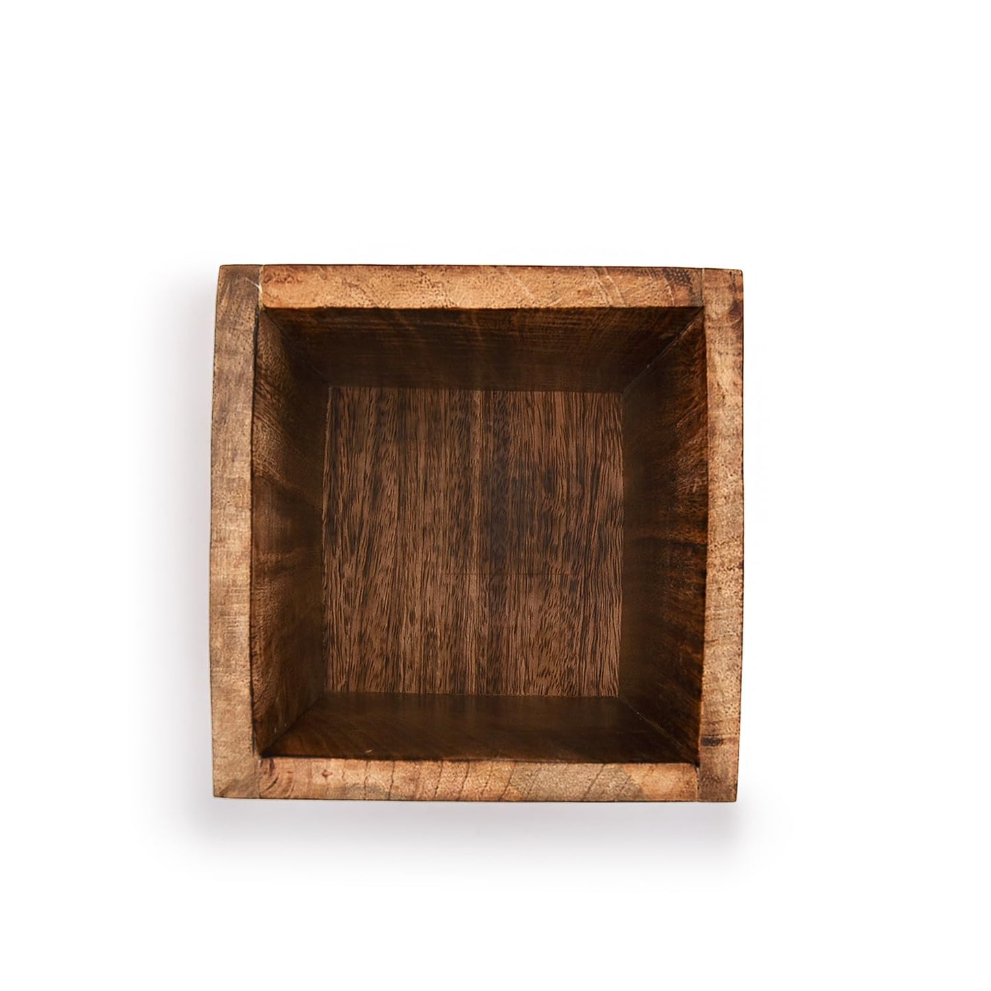 Samhita Mango Wood Burning Finished Kitchen Utensil Holder for Countertop, Utensil Holder Container for Kitchen Cooking Utensil. ( 5"x 5"x 6")