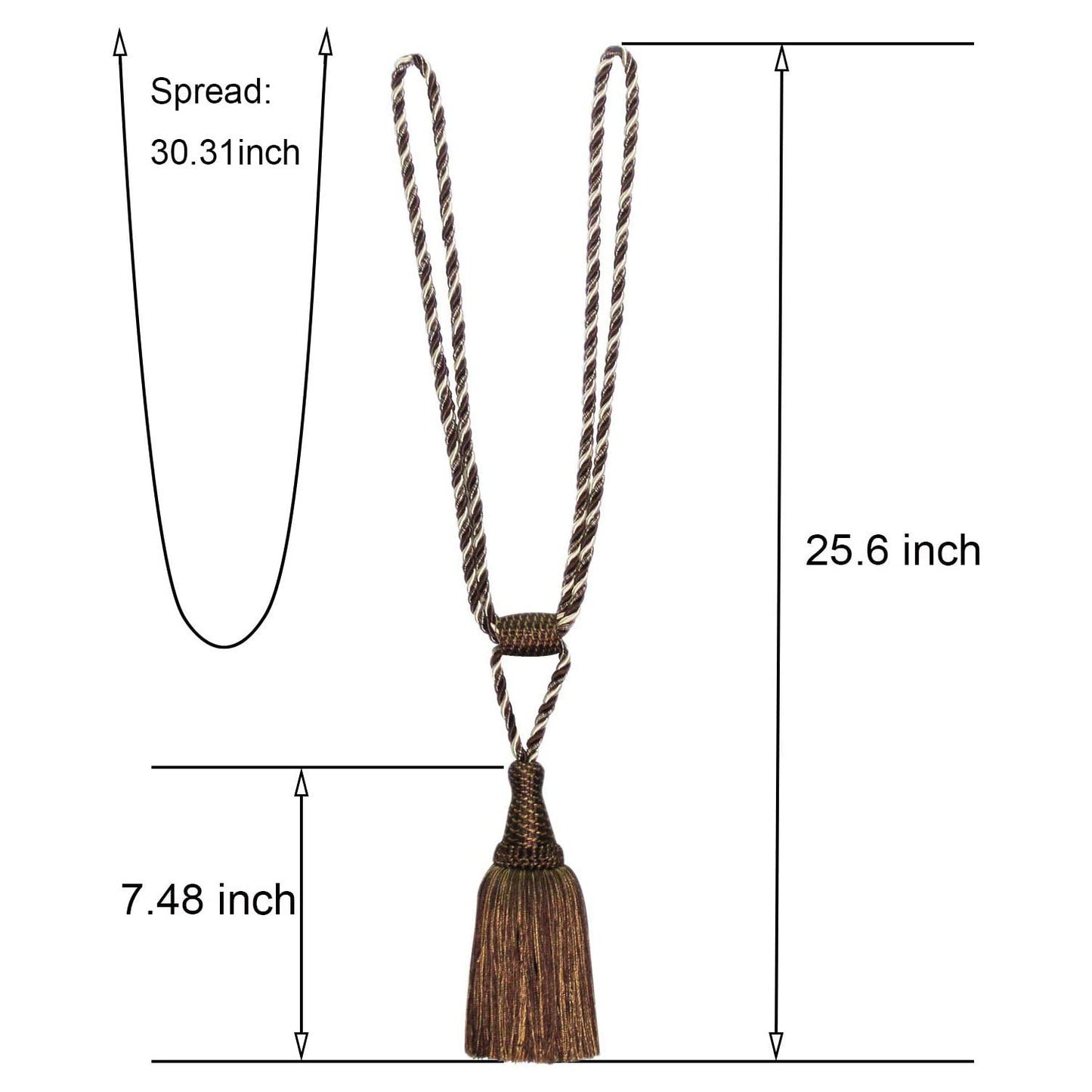 Fenghuangwu Curtain Tiebacks Handmade Elegant Curtain Tie Backs Holdbacks with Tassel for Home Office Decor 2 Pack - Dark Coffee
