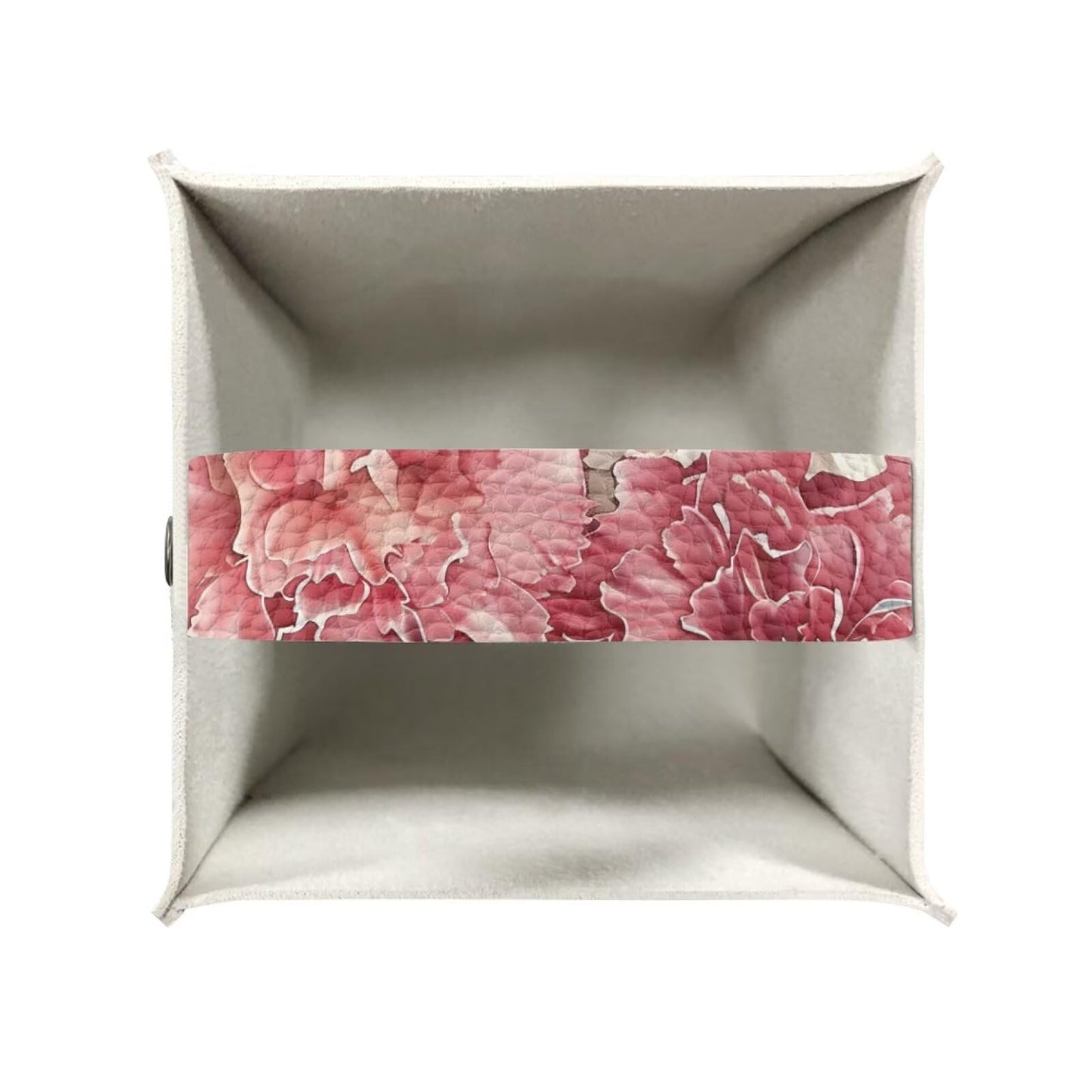 Baxinh Peony Print Tissue Box Cover - Home Decor Cube Tissue Box Holder - Pink, PU Leather with Bottom Belt