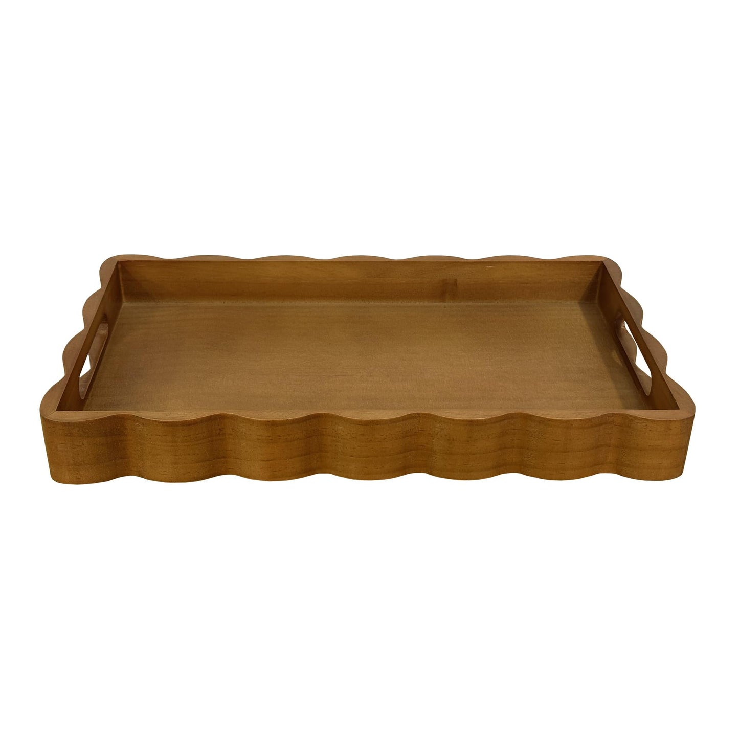 JUIOETURPine Wood Decorative Tray with Handle Rectangular Wooden Serving Tray for Breakfast in Bed,Coffee Table,Dining Table,or Kitchen - Perfect for Living Room,Bedroom,and Entryway Decor (Brown)