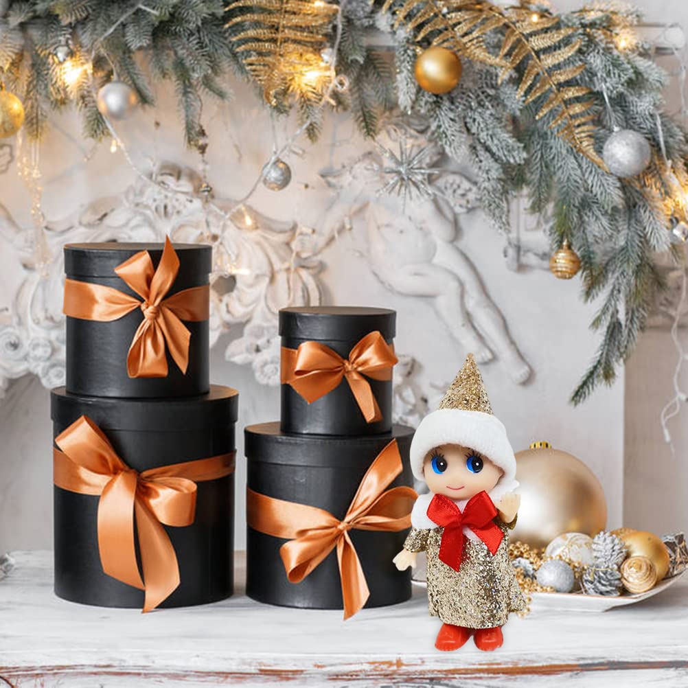 Phefop 4 Cute Christmas Mini Elf Dolls with Moveable Head, Arms, and Legs for Kids, Xmas Stocking Filler