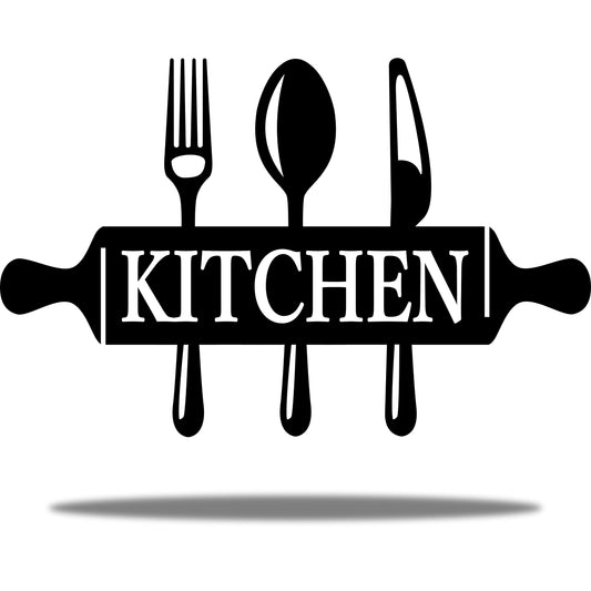 Vivegate Metal Utensil Wall Decor - Modern Black Country Sign for Kitchen and Dining Room