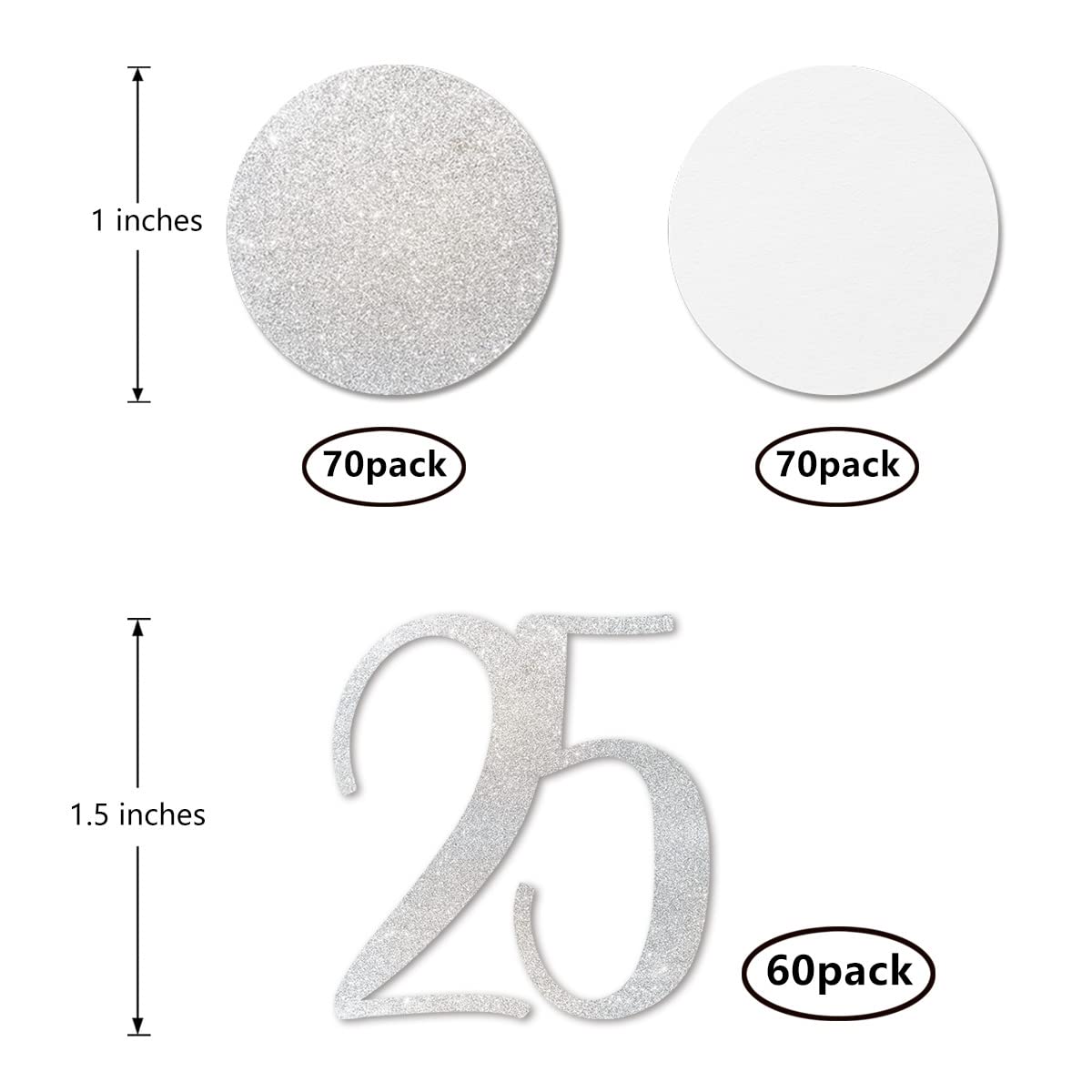 Silver Glitter 25 Confetti, 25th Birthday Number Confetti, 200pcs Anniversary Party Table Decoration Supplies