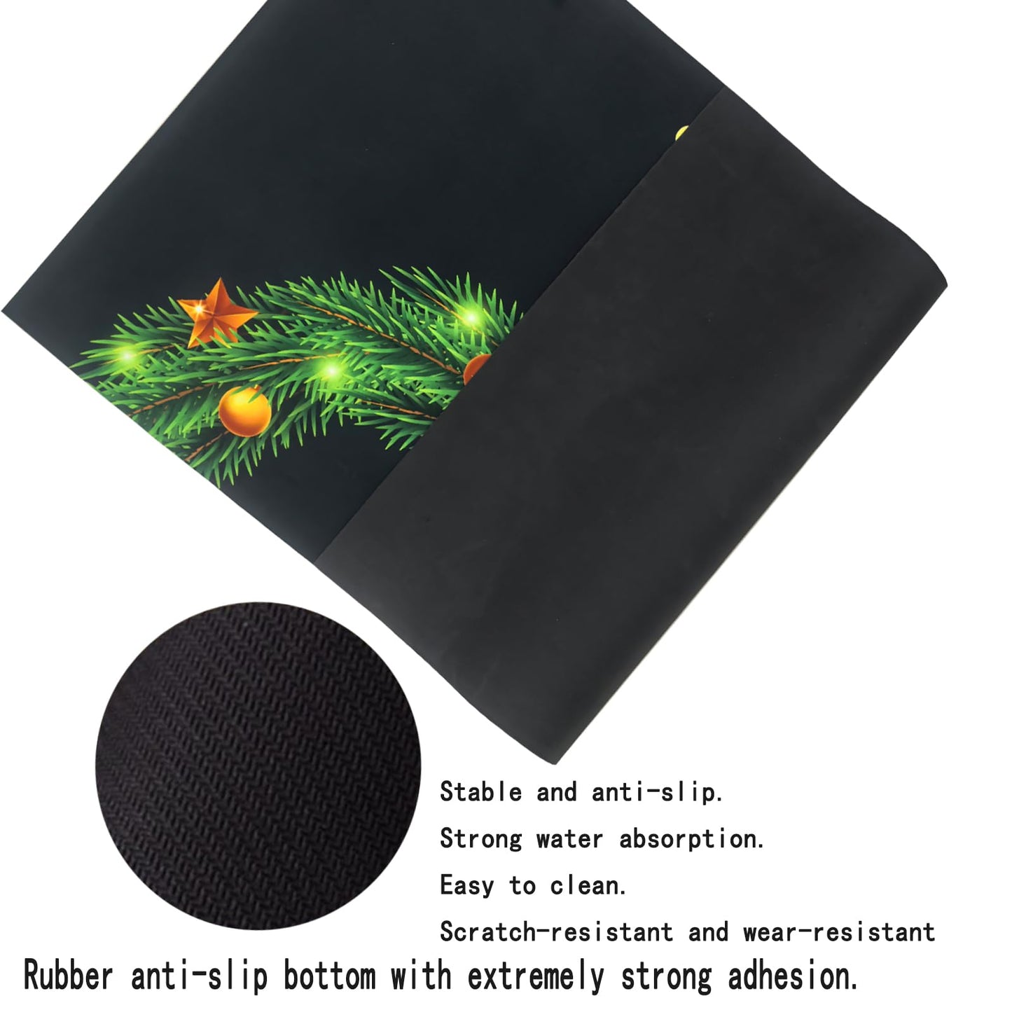 Christmas Door Mat 17x30 Inches, Non-Slip Silicone Holiday Floor Mat with Festive Design for Indoor & Outdoor, Washable Kitchen Bathroom Entryway Mat