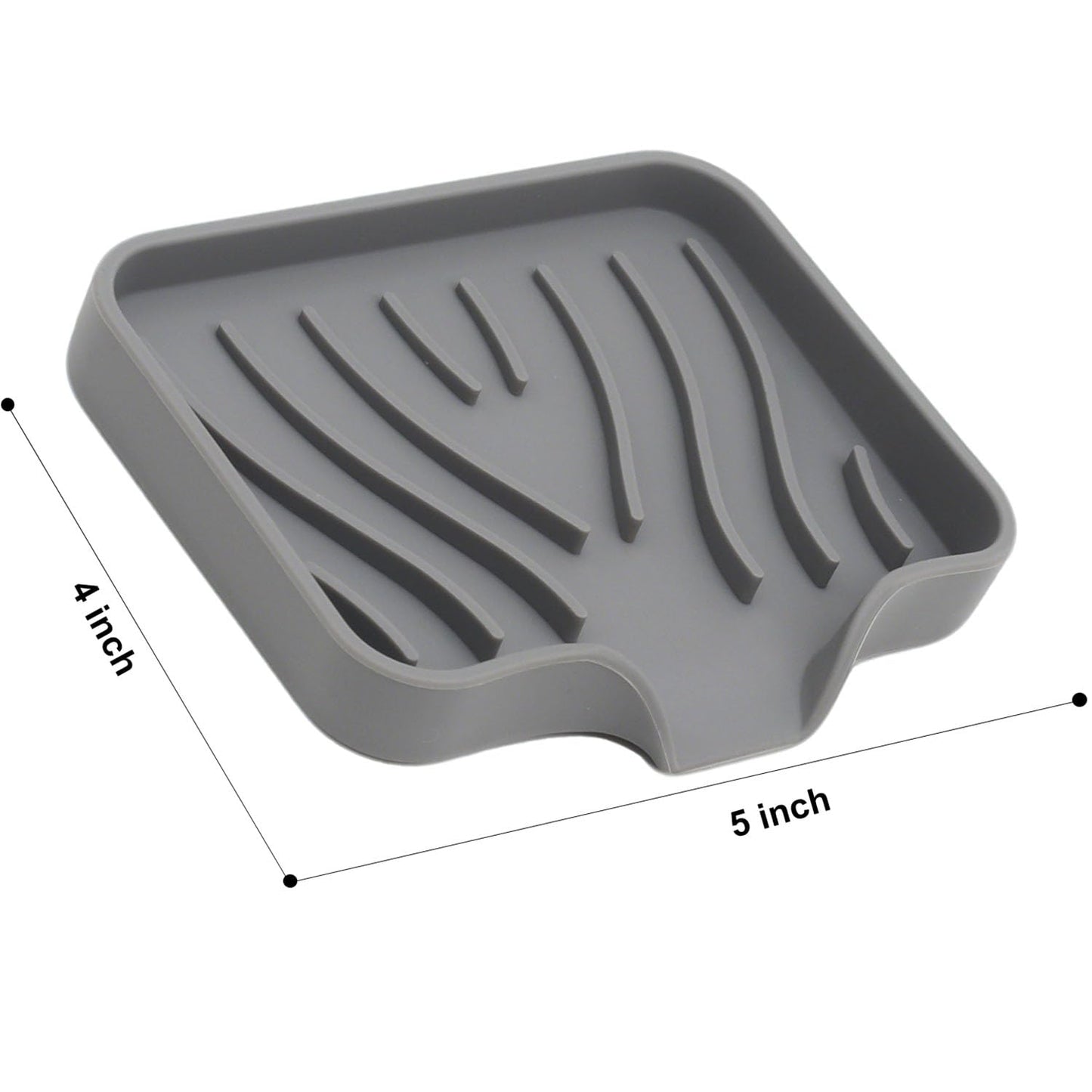 Soap Dish with Drainage, Gray Silicone Soap Holder for Bathroom Sink, 2 Pack