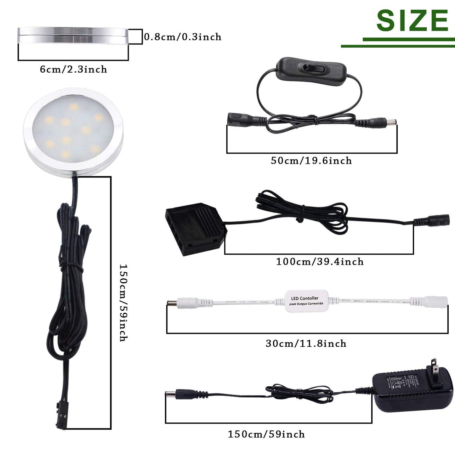 AIBOO LED Under Cabinet Lighting Kit 4 Packs 12V Low Profile Puck Lights with Dimmable Wireless RF Remote for Kitchen, Counter, Gun Safe Lighting(Warm White)