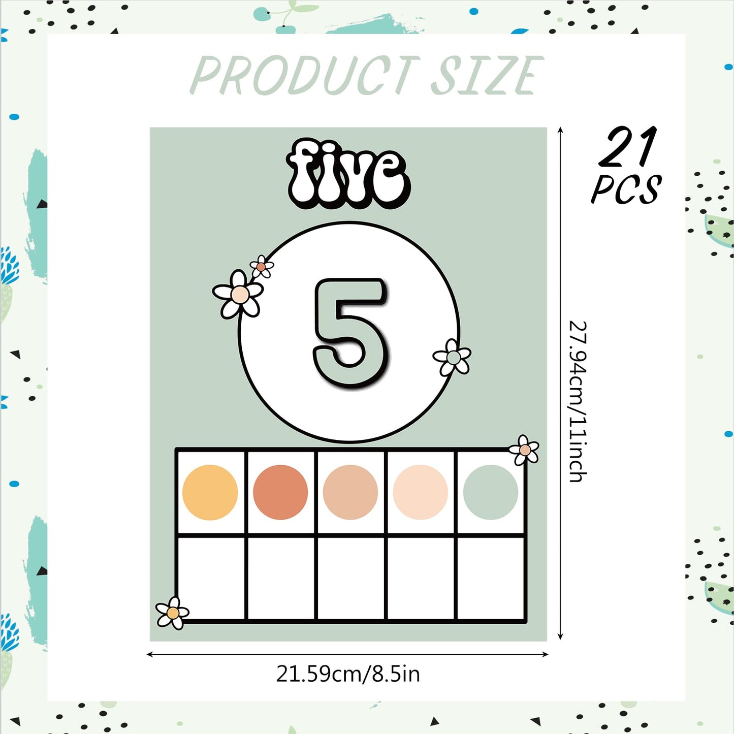 Colarr 21 Pcs Number Posters for Classroom Wall Decor 11 x 8.5 Inch Educational Number Poster Learning Chart for Kindergarten Preschool Teacher Classroom Must Have Essentials(Boho)