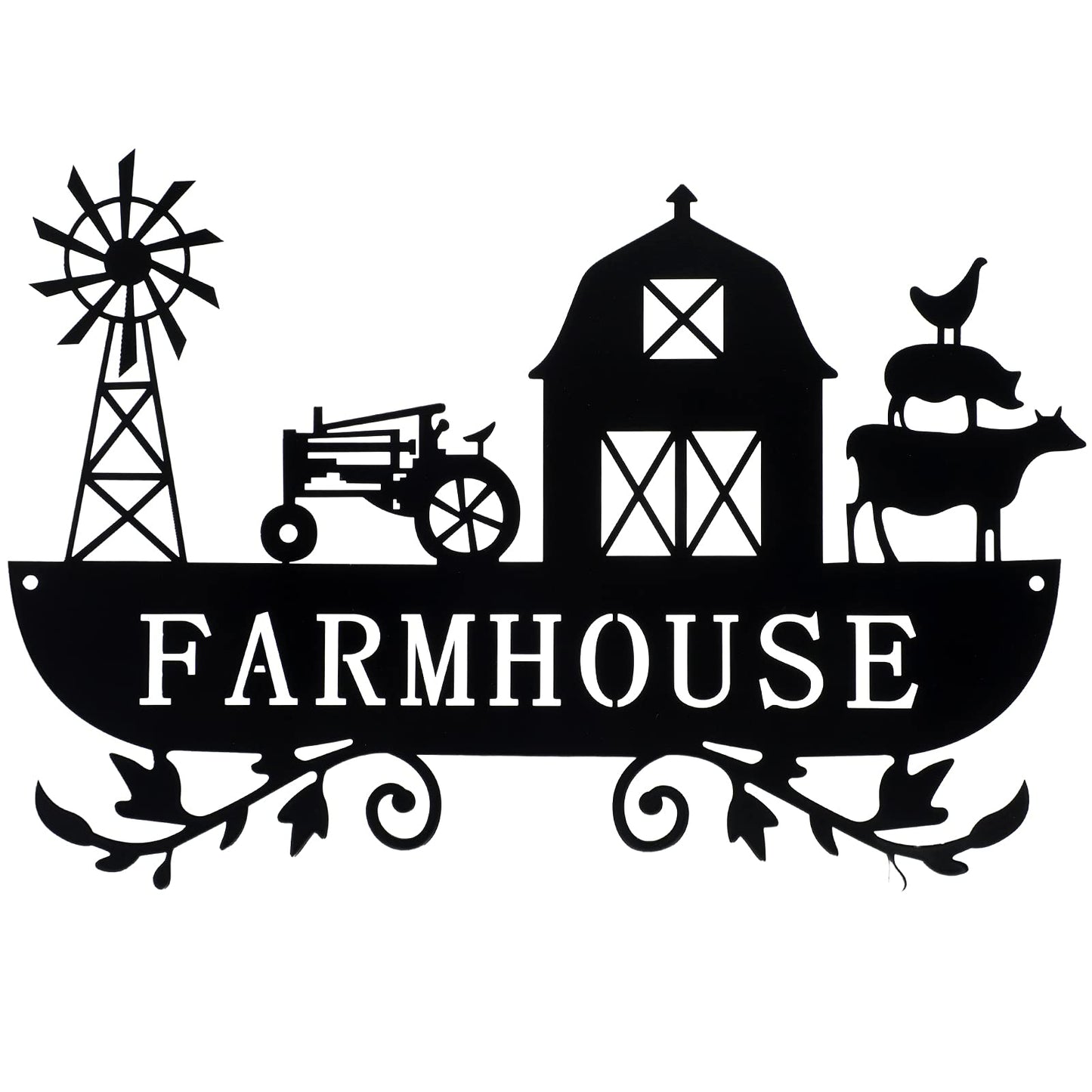 Ferraycle Metal Farmhouse Kitchen Decor Rustic Cow Windmill Sign Farmhouse Wall Plaque Farm Animal Decor for Nursery Country Home Decorations Art