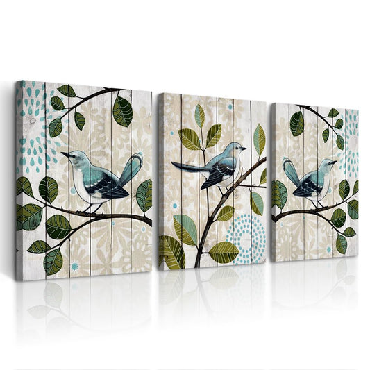 DZRWUBHS Canvas Wall Art For Living Room Farmhouse Wall Decor For Bedroom Kitchen Wall Decoration Bird On The Branch Wall Painting Abstract Wall Pictures Artwork Room Home Decor 3 Piece Prints Art