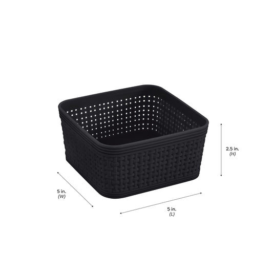 Simplify 10 Piece Organizing Set | Multiple Size Bins | Multipurpose | Office | Desk | Dorm | Bathroom | Storage Basket | Small Items | Accessories | Black