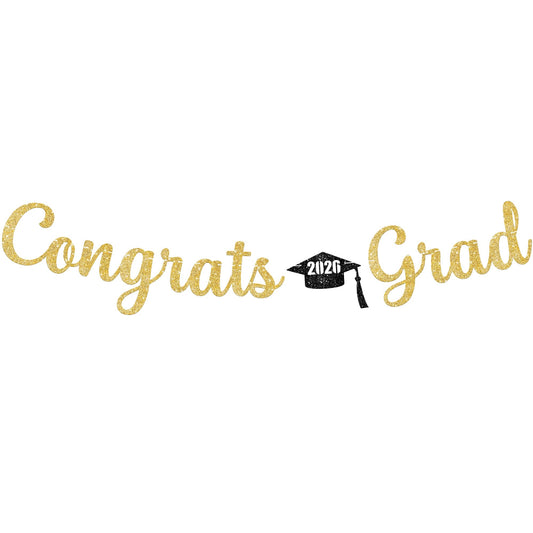 KatchOn, Glitter Gold Congrats Graduation Banner Class of 2026 - No DIY, 10 Feet | Pre - Strung Gold 2026 Graduation Decorations | Congratulations Banner for Grad Party Decor