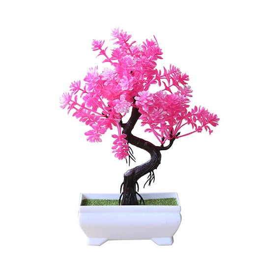 LAPUTA Decorative Faux Plants Artificial Potted Tree Bonsai Simulation Plant Home Decor Table Centerpieces Desk Ornament Pink