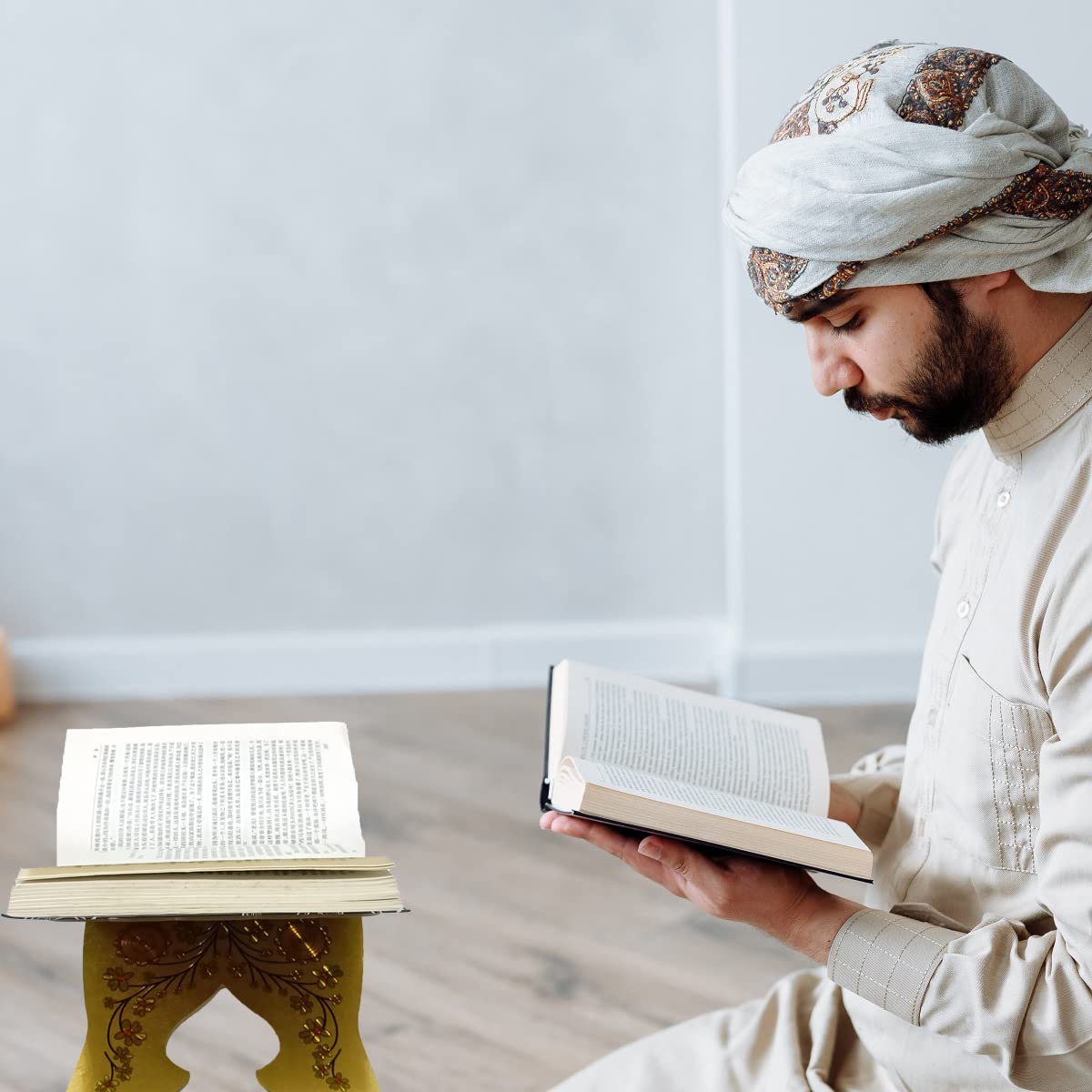 KYMY Muslim Al-Quran Rehal Book Stand,Foldable Wooden Prayer Books Shelf for Koran Holy Bible Books,Eid Ramadan Reading Shelf for Muslim Eid Ramadan Religious Gift