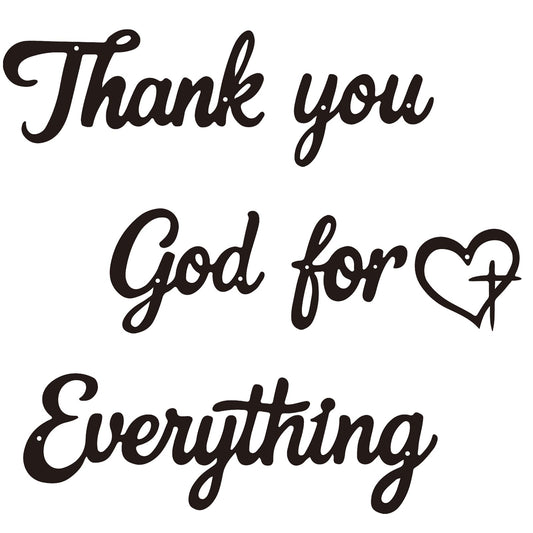 BRRSSIO Metal Wall Art Black Wall Decor Thank You God For Everything Decorative Sign for Kitchen Office Bedroom Living Room, Vintage Farmhouse Christian Wall Decorations