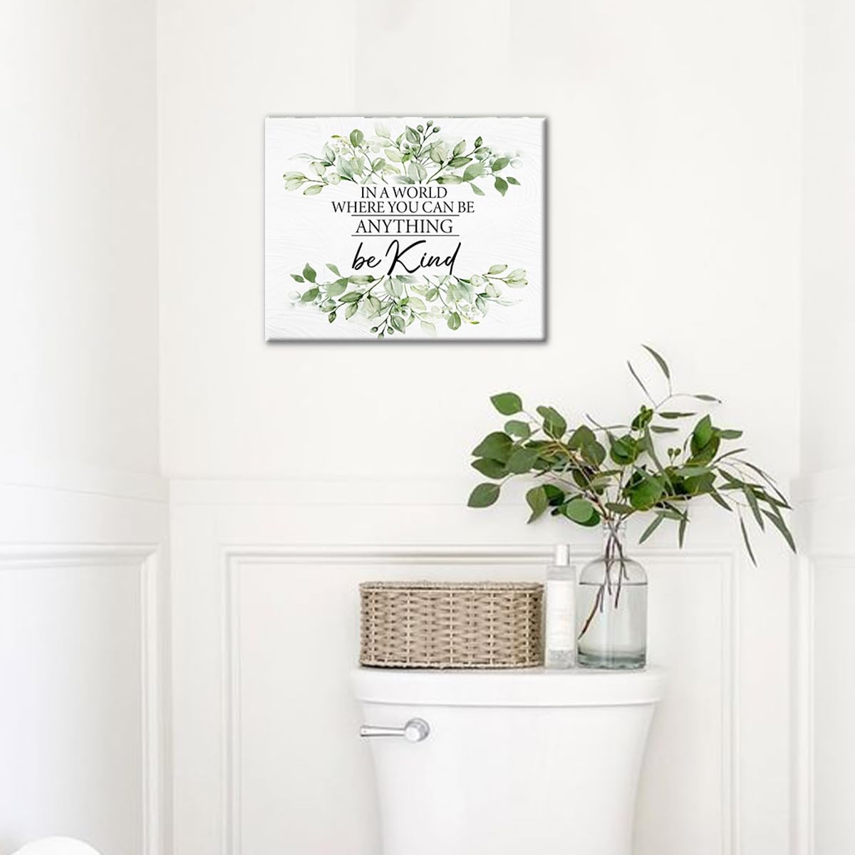 BIWSHA Sage Green Be Kind Decor, Be Kind Sign Green Wall Decor, Canvas Wall Art For Bedroom, Sage Green Bathroom Accessories, Inspirational Wall Art For Office Living Room Kitchen Bedroom, 11X14 In