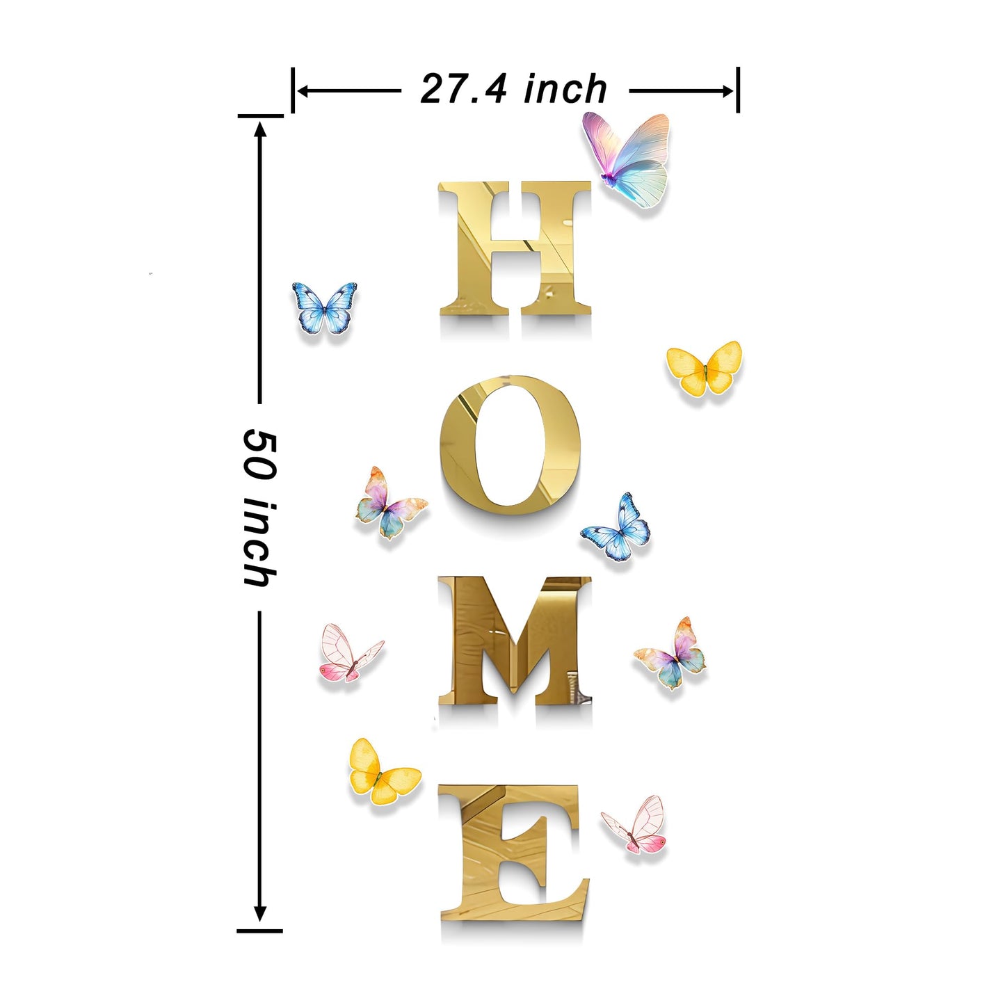 Taesytii Home Letters Sign Wall Decor Living Room Gold Acrylic Mirrors Art Wall Stickers Peel and Stick Wall Decals Modern Decoration Pictures for Living Room Entryway Dining Room Murals