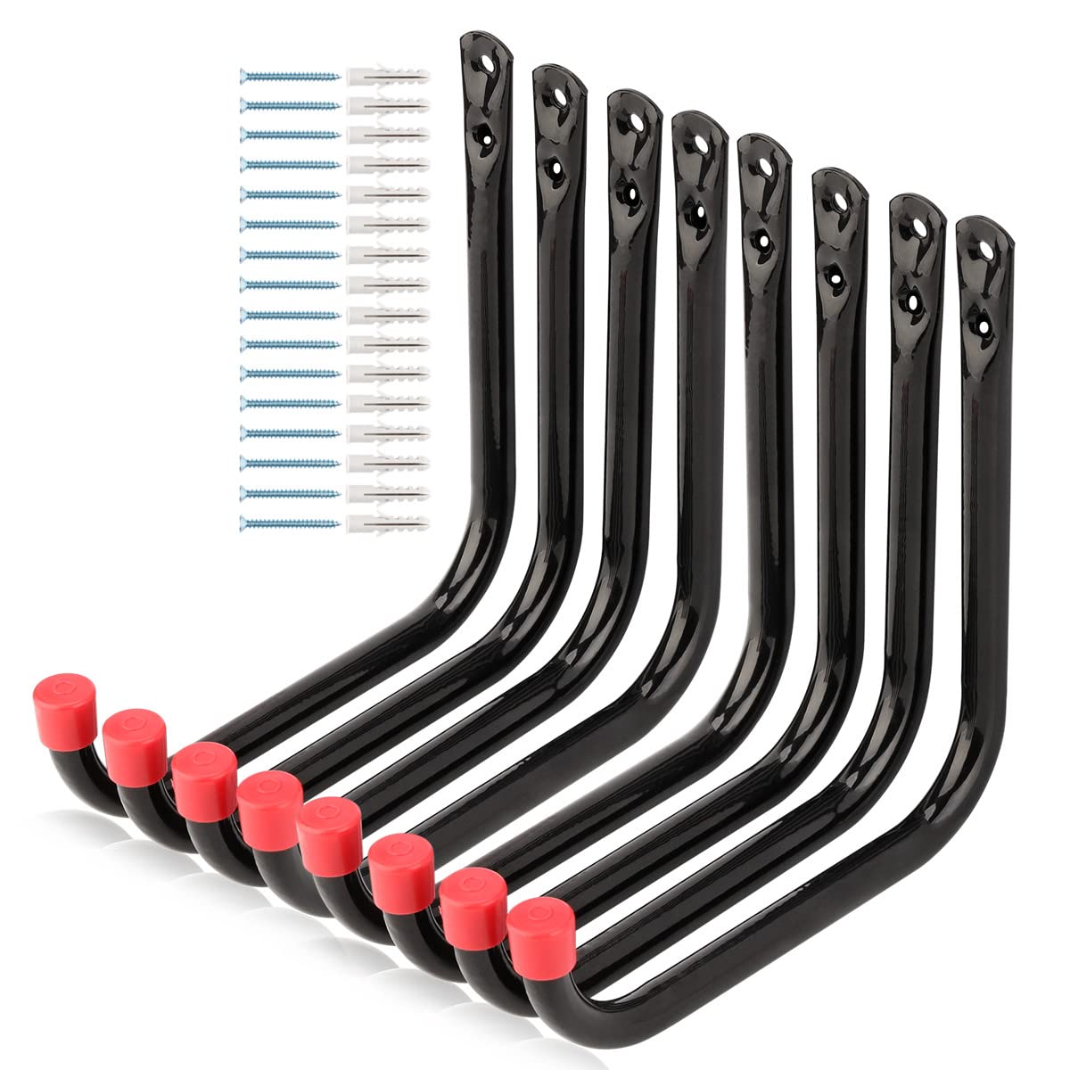 Naikozmo 8 Pack Heavy Duty Garage Storage Utility Hooks, 6.7Inch Wall Hangers Ladder Hooks for Garden Tool, Bike, Chair, Hose, Outdoor or Indoor 6.7 x 6.7 x 0.5 inches