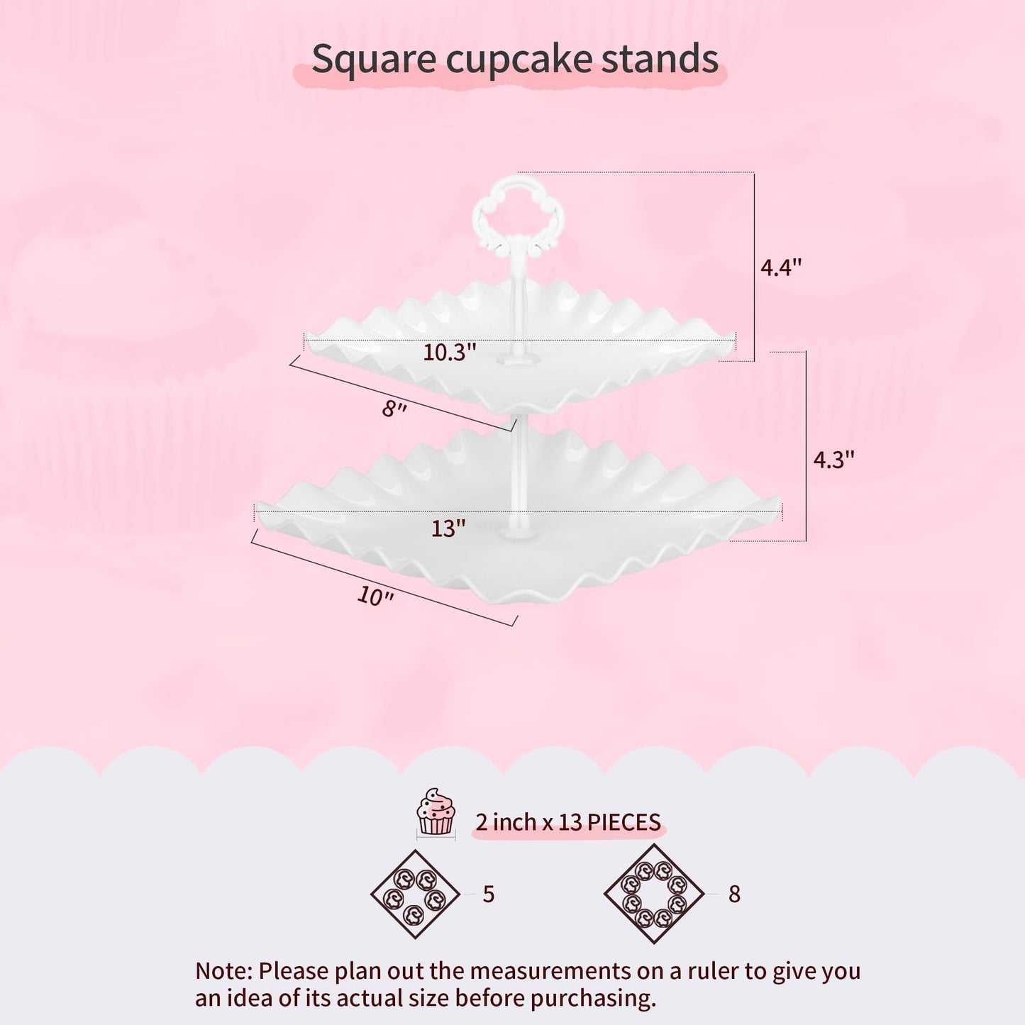 Pack of 10 NWK Cake Stand Set, with 3 x Two-Tier and 3 x Three-Tier Cupcake Stands, 4 x Appetizer Trays, 1 x Tablecloth for Birthday Bridal Baby Shower Party (White)