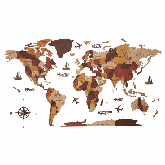 Wood World Map Wall Art, XL Multilayer 3D Wooden World Map, Large Multilayer Décor for Home, Kitchen, or Office - A Thoughtful Gift for Travelers and Adventure Lovers Size:86x47 inches