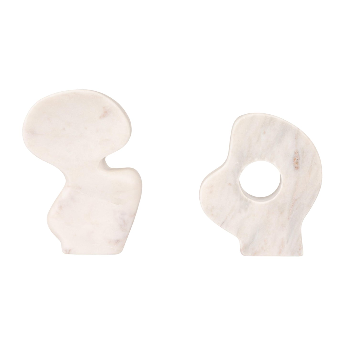 Decorative Abstract Marble Sculptures, Set of 2 Styles, White