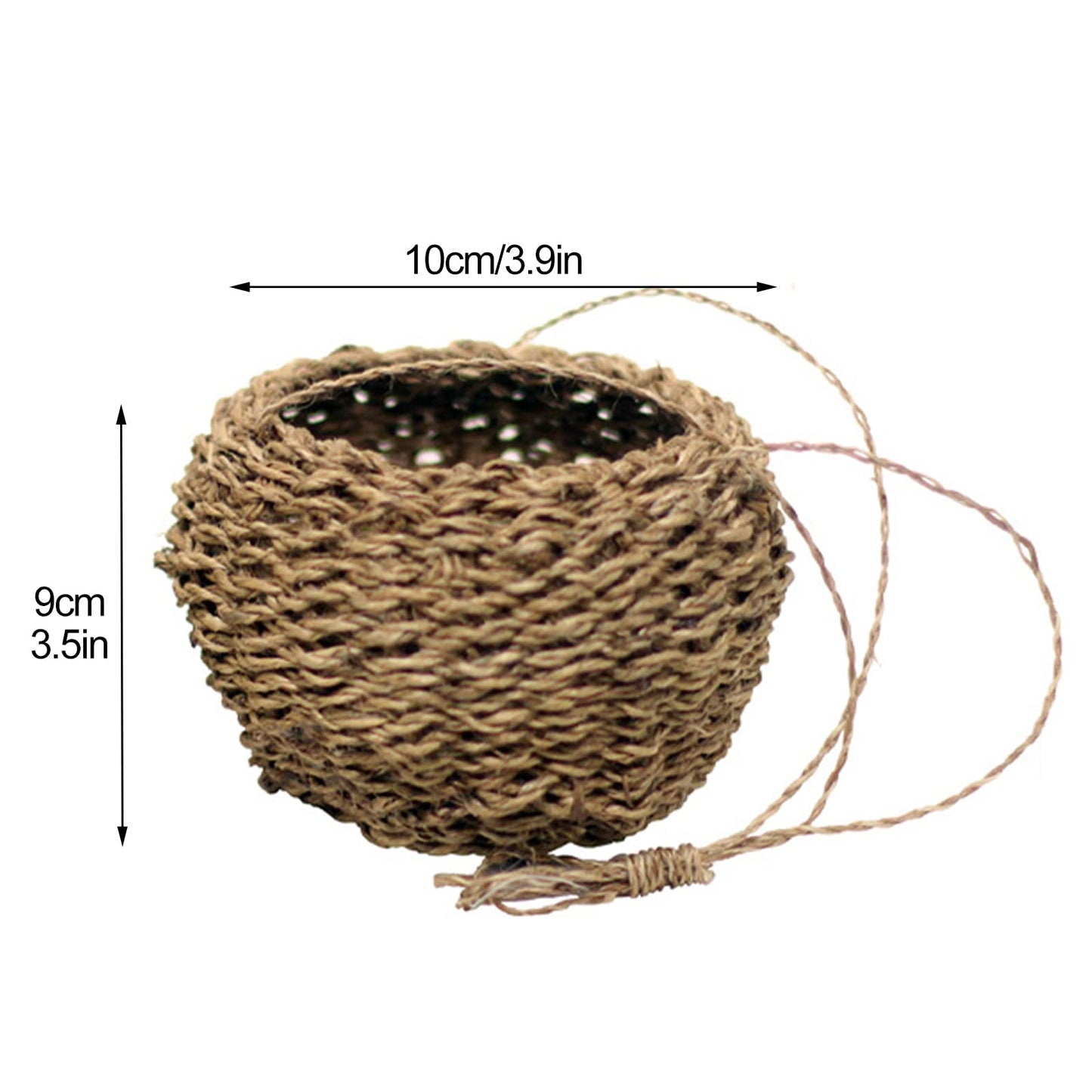 Kuppn 3.9 in Woven Hanging Plant Pot, Hemp Rope Hanging Planter with Rope, Woven Hanging Basket for Succulents, Air Plants and Small Cacti