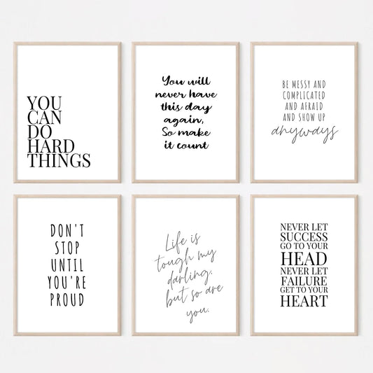 Office Inspirational Wall Art Decor Motivational Quotes Canvas Wall Art Positive Classroom Posters Pictures Office Inspirational Work Artwork for Women Home Bedroom 8x10 Inch Unframed Set of 6