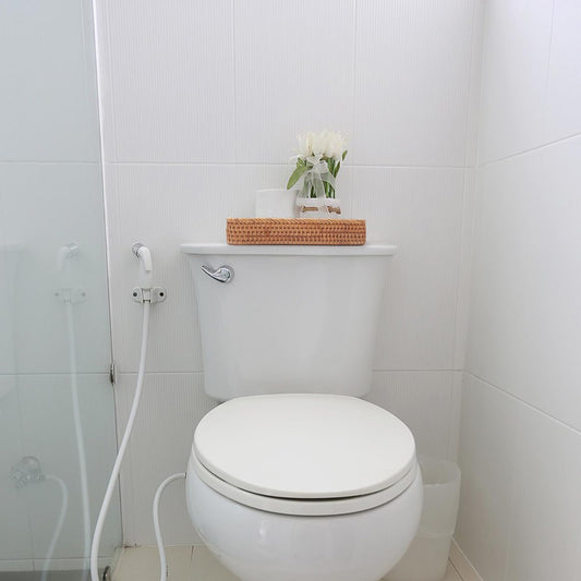 Rattan Bathroom Vanity Trays Toilet Tank Baskets Long Narrow Hand Towel Storage Basket for Storage, Decorative (Natural 10.2 x 4.9 x 1.6 inch)