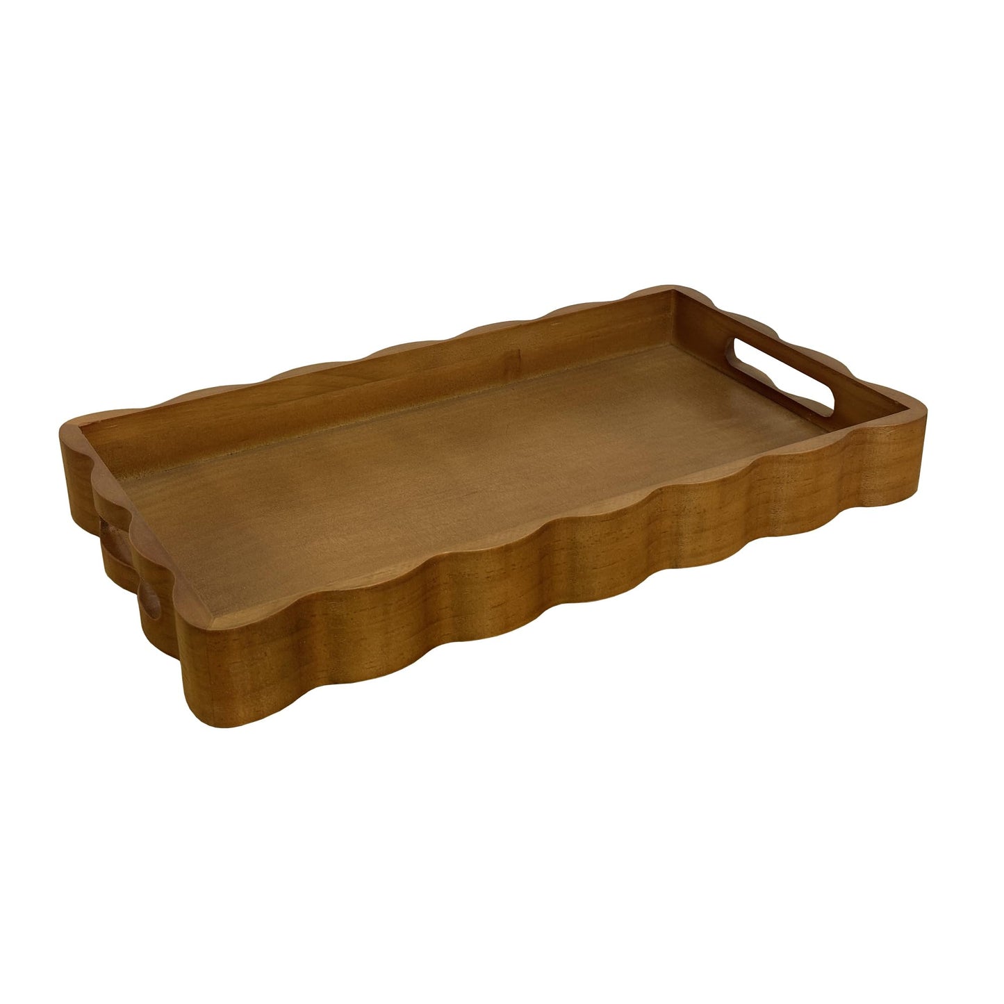 JUIOETURPine Wood Decorative Tray with Handle Rectangular Wooden Serving Tray for Breakfast in Bed,Coffee Table,Dining Table,or Kitchen - Perfect for Living Room,Bedroom,and Entryway Decor (Brown)