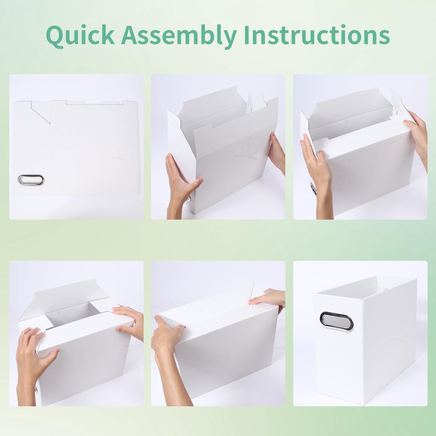 Tcbelosion Collapsible File Organizer Box with Handle, Filing Organizer for Home or Office, Small Portable File Box(1 Pack, White)