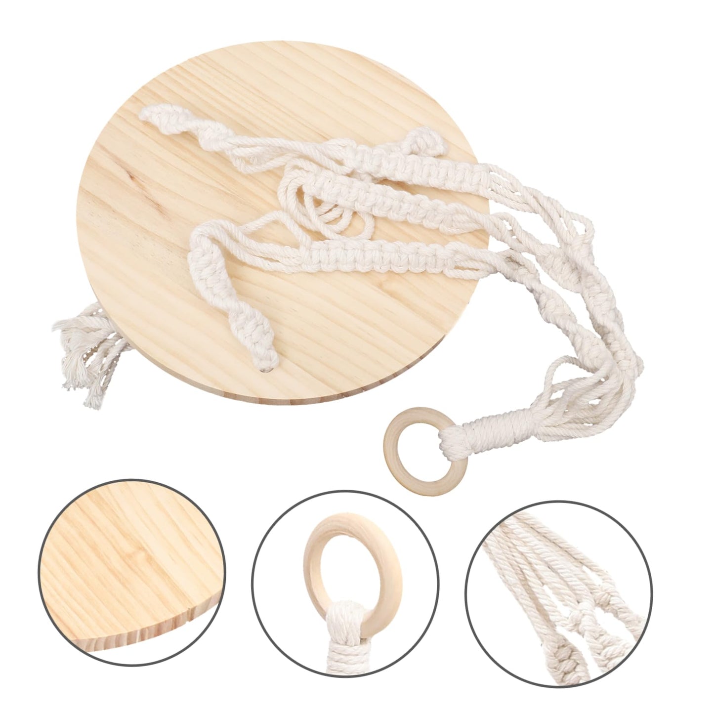 SOLUSTRE Boho Macrame Hanging Shelf Tassels Natural Wood Floating Plant Pot Holder for Indoor Wall Decor 24 Diameter Cotton Rope Design for Flower Pots and Home Decoration