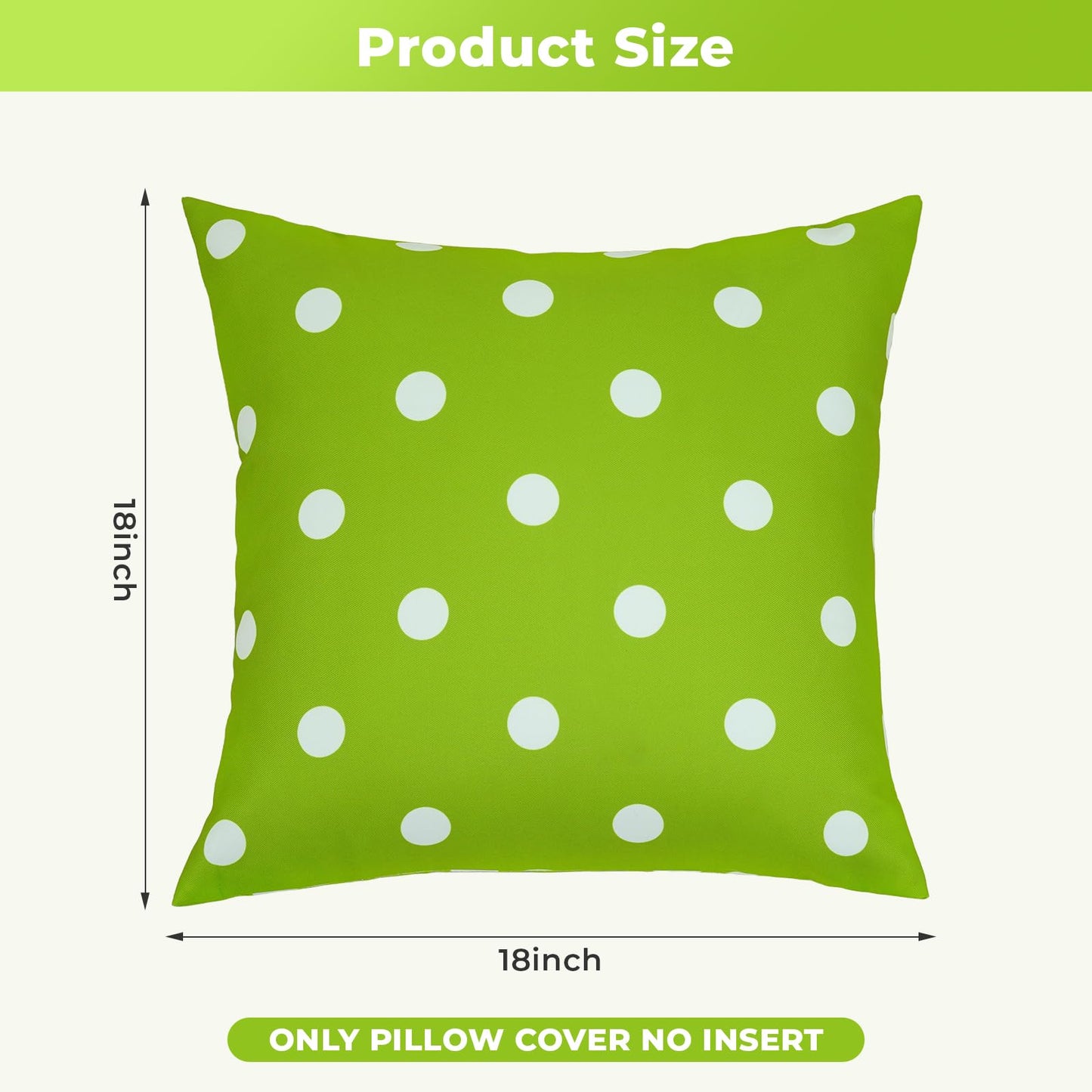 Poise3EHome Outdoor Throw Pillow Covers Set of 2 Water Repellent Decorative Pillow Covers for Living Room, Couch, Patio, Spring, Summer,18X18 Inches, Green Polka Dot
