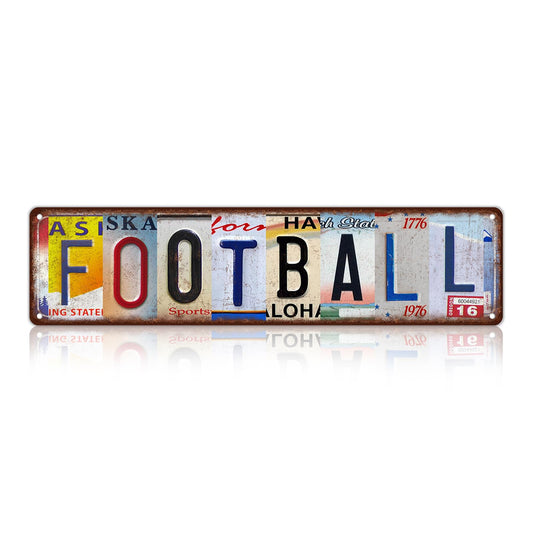 Vintage Sport Metal Tin Signs Football Street Signs Man cave Home Room Bar Wall Decor 16 x 4 Inches