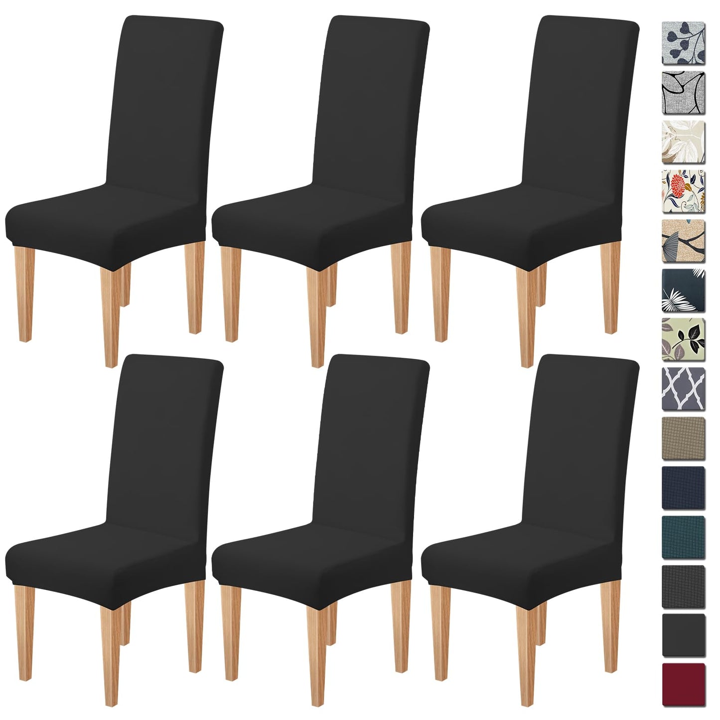 Dioxide High Stretch Chair Covers for Dining Chairs, Washable Dining Chair Covers Set of 6, Soft Dining Chairs Seat Covers, Parsons Chair Slipcover Protectors for Home Hotel Restaurant Banquet
