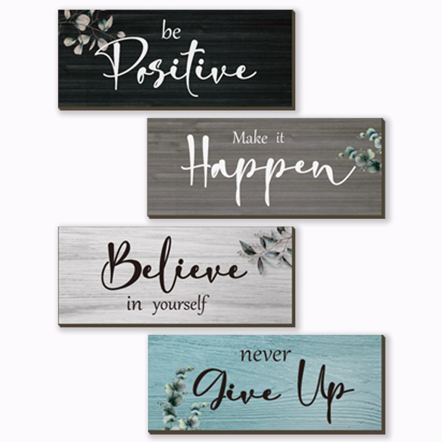 FENCORDAR 4 Pcs Office Decor For Women Motivational Wall Decor Rustic Inspirational With Positive Sayings Wooden Hangings for Home Office Bathroom Bedroom Kitchen(Fresh 10x4")